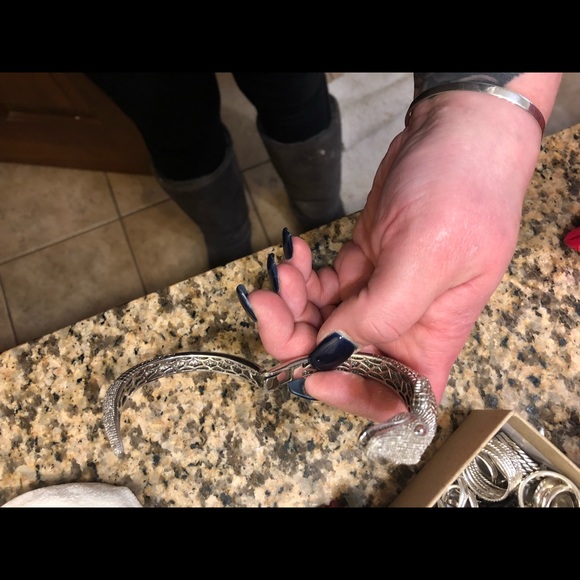 Diamond and silver crocodile cuff * - Picture 3 of 7